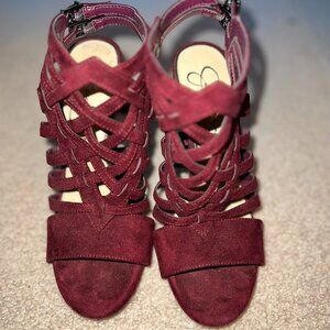 Jessica Simpson Burgundy Strappy Heels